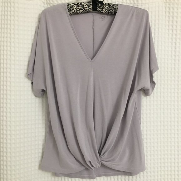 Loft Light Gray Knotted Top - Picture 1 of 8